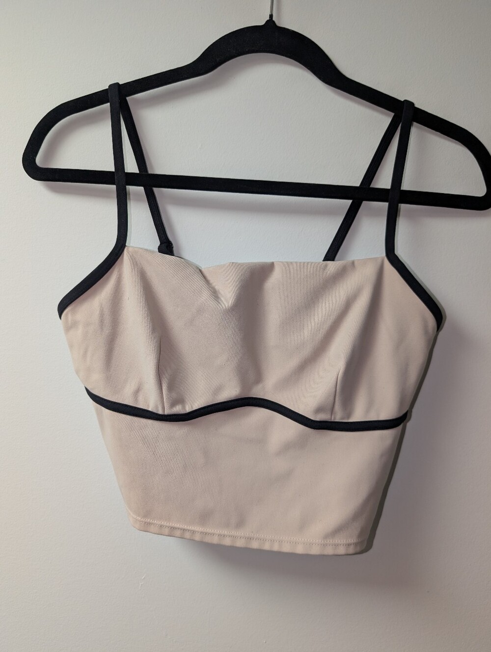 JoyLab Cream Crop Top with Black Piping